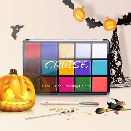 UCANBE Face Body Paint Oil, Professional 15 Colors FX Makeup Palette- Non Toxic Hypoallergenic Safe Facepaint for Halloween, Cosplay Costumes, Parties and Festivals thumbnail 4