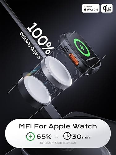 THREEKEY 3 in 1 iPhone 17 Charging Station,MagSafe Charger Compatible, Qi2 25W MFi Certified Wireless Charger Stand for iPhone 17/16/15/14/13/12, Apple Watch, AirPods(45W Adapter Included) thumbnail 3