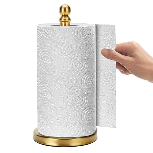 Fatizon Paper Towel Holder Stand, Gold Paper Towel Holder Countertop, with Weighted Base for One-Handed Operation (Gold) - Image 1