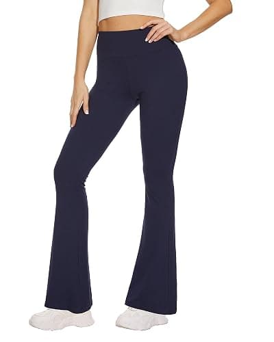 Sundwudu Black Flare Yoga Pants for Women - Soft High Waist Bootcut Leggings Tall & Long Bootleg Pants for Women thumbnail 2
