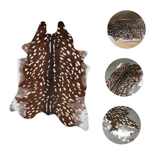 Artibetter Faux Deer Hide Rug: 110x90cm Plum Deer Area Rug – Non-slip Washable Animal Print Carpet for Bedroom, Living Room & Study thumbnail 7
