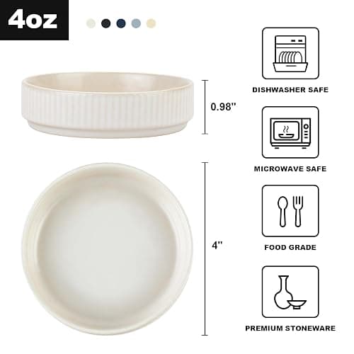 famiware Star Soy Sauce Dish Ceramic Dipping Bowls Set of 6, 4 oz Individual Dip Sauce Cups/Bowls/Dishes/Plates, Small Serving Bowl for Side Dishes, Dessert, Ice Cream, Sushi - Matte White thumbnail 3