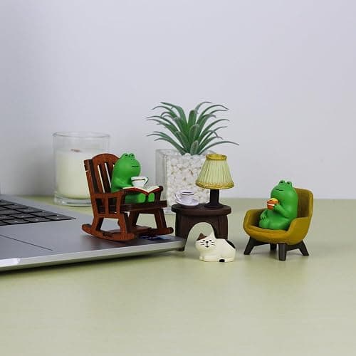 Refintural Miniature Frog Figurines Statue, Adorable Frog Collectibles for Desk and Bedroom Decor, Cute Frog Perfect Indoor Home Decorations and Gifts thumbnail 6