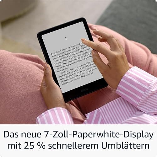 Amazon Kindle Paperwhite (neueste Generation) – Unser schnellster Kindle, mit neuem 7-Zoll-Display und wochenlanger Akkulaufzeit – 16 GB – ohne Werbung – schwarz thumbnail 2
