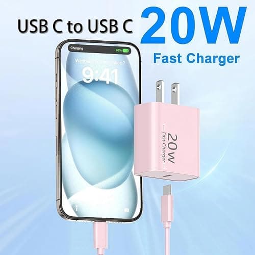 Pink iPhone Charger Fast Charging, 20w USB-C Power Adapter Cable 6ft, Type-C to C Charging Cord for iPhone 16 Pro Max 15 Plus 16e 17 Air 17E, iPad Air Pro, Galaxy S25 Z Flip 7/6/5/4/3/Z Fold/A16/A54 thumbnail 5