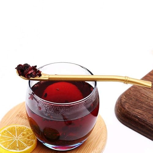 Stainless Steel Straw Filter Spoon, Yerba Mate Bombilla, Loose Leaf Tea Strainer, Tea Straw for Drinking Coffee, Cocktail, Pack of 5 with Cleaning Brush (5 colors) thumbnail 2