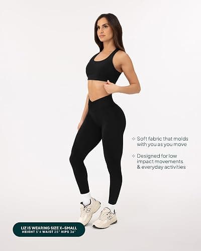 PAVOI ACTIVE Pilates Crossover Leggings for Women | Buttery Soft High Waisted V Cut Cross Waist Workout Yoga Pants | FlexFlow thumbnail 5