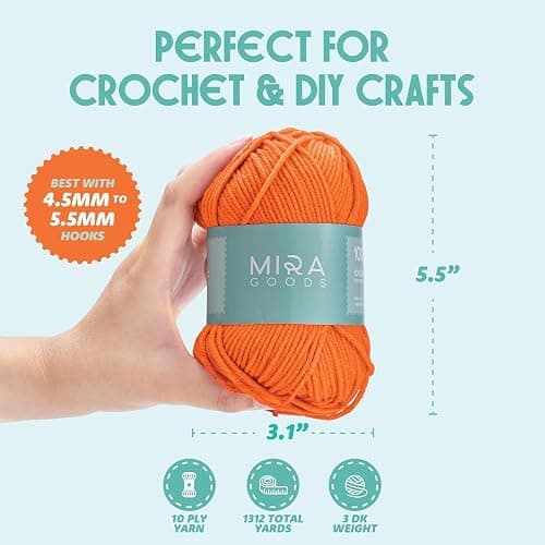Mira HandCrafts 12 Acrylic Yarn Skeins - Crochet and Knitting Starter Kit for Colorful Arts and Crafts with 1,312 Yards of Multicolored Thread - Make Amigurumi, Granny Squares, Scarves, and Throws thumbnail 2