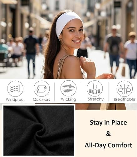 Headbands for Women Non Slip Sports Headband Fashion Hair Accessories | 16 Pack Elastic Hair Bands for Women Wide, Soft Cloth Head Bands Bulk for Workout Yoga Gym, Trendy Hair Accessories thumbnail 5