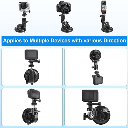 ShipeeKin Heavy Duty 9CM Suction Cup Mount Car Windows Stand on Windshield Dashboard Bonnet for all Gopro Heros, SJCAMs, Geekpro, Garmin VIRB Xe, Xiaomi Yi 4k, DSLR & Smartphone for Vlog/POV thumbnail 2