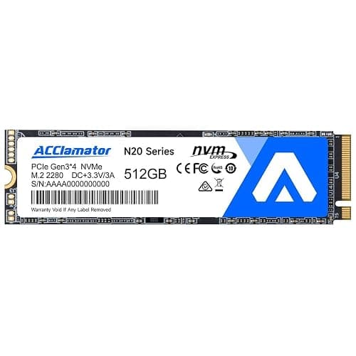 Acclamator 512GB SSD NVMe M.2 2280 PCIe Gen3x4 Internal Solid State Drive, Read Up to 2200MB/s with 3D NAND Flash Compatible with Laptop & PC Desktop N20 - Image 1