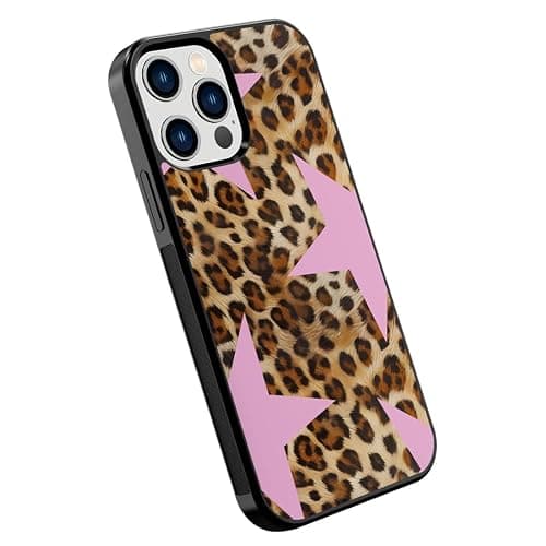 qizjio Pink Cheetah Print Phone Case Shockproof Protective Leopard Y2K Star Phone Cover for iPhone 12 / iPhone 12 Pro thumbnail 4