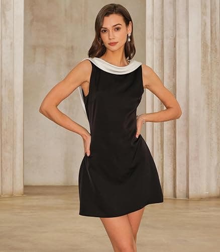 RIHOAS Women's Satin Mini Dress Cowl Neck Backless Mini Dress,Backless Sleeveless A-Line Party Cocktail Dress | Red,Cowl Neck,Backless,Sleeveless,Wedding Guest,Semi Formal,Elegant,Prom,Fall,Homecoming,Graduation,Birthday,2026 thumbnail 4