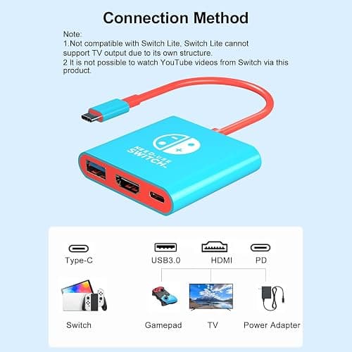 Switch Dock for Nintendo Switch Docking Station Portable Switch TV Adapter Support 4K/60HZ Switch TV Dock Mode Compatible Steam Deck Nintendo Switch OLED Switch Travel Dock with HDMI2.0 USB3.0 Port thumbnail 6