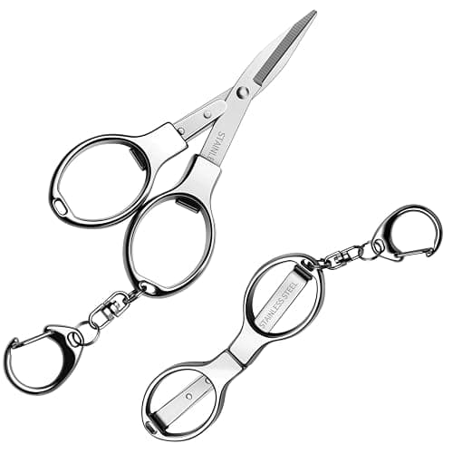 ATIVERE Folding Scissors 2 PCS Foldable Secure TSA Keychain Scissors All Purpose, Stainless Steel Retractable Badge Reel Scissors for Office, Travel, Fishing - Image 1