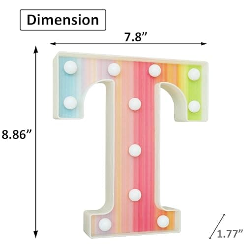 Rainbow Light Up Letters, Colorful LED Letter Lights 16 Color Changing Alphabet Sign Gifts for Girls Women Party Birthday Decorations Remote Night Light Christmas Valentine Wall Table Decor - T thumbnail 2