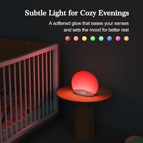 REACHER Sound Machine Sunrise Alarm Clock with Night Light, 26 Nature Inspired Sleep Sounds, 0-100% Dimmable Clock, Sunrise Lamp, Wake Up Light, Brown/Pink/White Noise Machine for Babys, Adults, Kids thumbnail 6