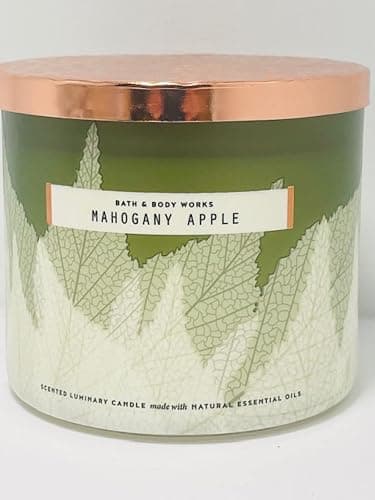 Bath & Body Works, White Barn 3-Wick Candle w/Essential Oils - 14.5 oz - 2021 Autumn! (Mahogany Apple) - Image 1