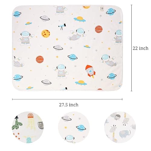 Baby Diaper Changing Pad Liners(22X27.5 inches) Soft Cotton Waterproof Changing Pad for Baby Underpads Mattress Pad Sheet Protector Portable Reusable Urine Pads for Travel Gear Pack of 3 thumbnail 3