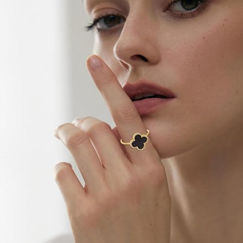 SUEHBEXF Vierblättriges Kleeblatt Schmuck Set, 18 Karat Vergoldet Edelstahl Zweiseitig Vierblättriges Schmuck, Geschenke für Damen und Mädchen thumbnail 5