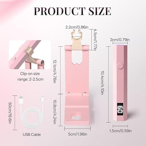 krofaue Mini Handheld UV Light for Gel Nails with Stand, Portable Rechargeable Nail Lamp with 2 Timers, Flash Cure for Rhinestone Glue Decoration at Home DIY, Travel thumbnail 5