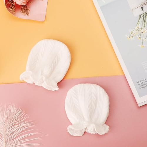 AQOKKA Newborn Baby Mittens No Scratch Cotton Elastic Wrist Gloves Infant Toddler Mittens for Baby Boy Girl 0-6 Months thumbnail 5