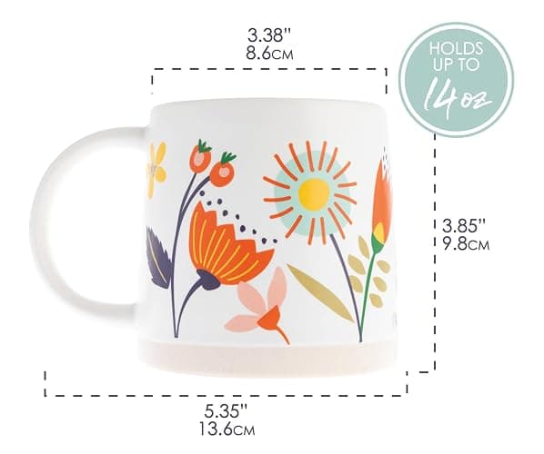 Karma, 14 oz Shelly Mug - Cute Coffee and Tea Mug - Ceramic Coffee Mugs for Women and Men, Hello Sunshine thumbnail 3
