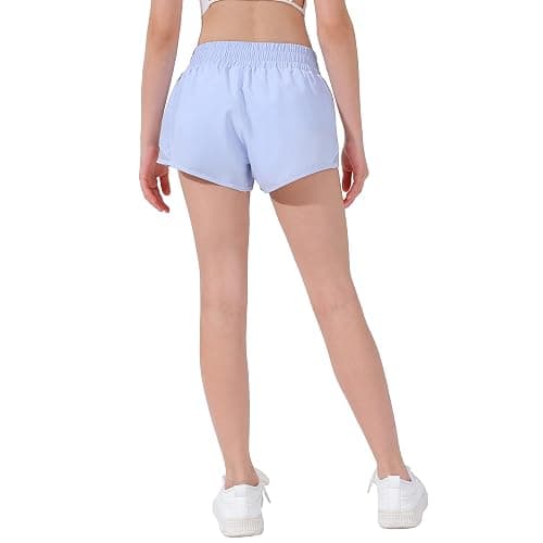 Aurefin Girls Athletic Shorts, Lightweight Running Shorts for Teen Girls Kids Sports Active Short with Zip Pocket and Elastic thumbnail 5