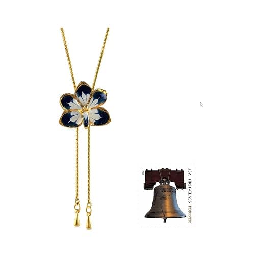 NOVICA Artisan Handmade Natural Orchid Flower Necklace | Gold Plated Leaf | Thailand Floral | 'Blue Blossom' | 31.5" L | Pendant: 0.8" L x 0.8" W x 0.4" D thumbnail 5