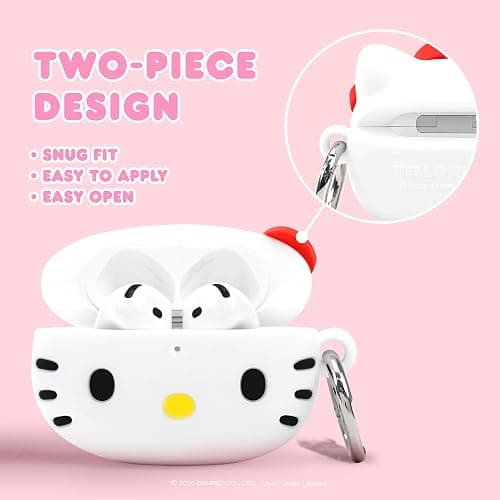 iFace Sanrio Case Compatible with AirPods 4th gen [Hello Kitty and Friends] - Cute Silicone Protective Cover [Carabiner Clip Included] [Wireless Charging Compatible] – Hello Kitty thumbnail 5