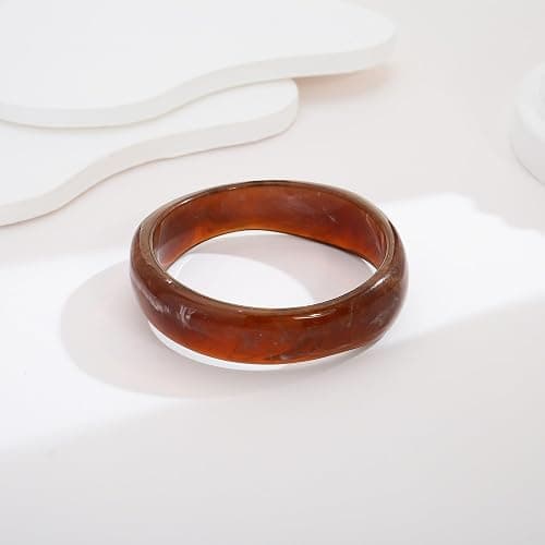 HUAYUNFANG Chunky Acrylic Bangles Bracelets For Women Geometric Acrylic Resin Acetate Mottled Wide Bangle Bracelet Statement Colorful Bangles for Party thumbnail 7