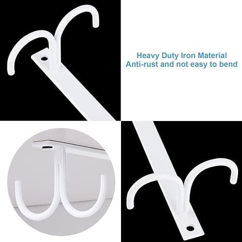 FOMANSH Mug Rack Under Cabinet - Coffee Cup Holder, 12 Mugs Hooks Under Shelf, Display Hanging Cups Drying Hook for Bar Kitchen Utensils White thumbnail 6