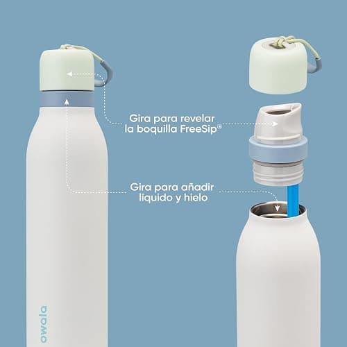 Owala FreeSip Twist Insulated Stainless Steel Water Bottle with Straw for Sports and Travel, BPA-Free, 24-oz, Green/White (Iced Breeze) thumbnail 4