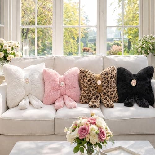 Pink Bow Pillow 12x9 Inch, Cute Plush Accent Pillow, Coquette Room Decor | 3D Bow Design; Soft Plush Material Decorative Accent Pillow; Back Strap with Snap Closure Coquette Room Decor for Teen Girls thumbnail 2