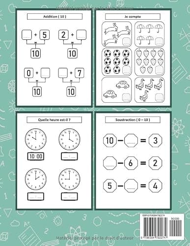 Mon cahier de Maths pour Enfants 5 - 6 - 7 Ans: Activités et jeux Mathématiques | Écrire les nombres, Compter, Addition, Soustraction Et Apprendre l'heure | De 5 ans à 7 ans thumbnail 2