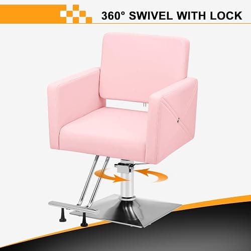 Barber Salon Chairs for Hair Stylist, Hydraulic Hair Salon Chair, Pink | Heavy Duty, 360 Degree Swivel, Adjustable Height, Styling Braiding Hairdressing Chair, for Beauty Salon Equipment thumbnail 4