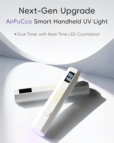 Airpucco Handheld UV Light for Gel Nails - Cordless Handheld Gel Polish Dryer, Mini Nail Lamp, 2 Timer Modes & USB-C Fast Charging, Portable Nail Curing Light for Home DIY & Salon Use (3W) thumbnail 7