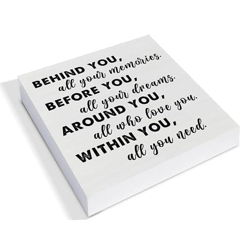 Graduation Quote Wood Box Sign Decor Desk Sign Positive Behind You All Your Memories Wooden Box Block Sign Rustic Home Shelf Wall Decoration Grad Gift thumbnail 3