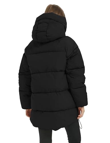 Kissonic Women's Warm Winter Coat Hooded Puffer Jacket Full Zip Long Puffer Coat with Pockets thumbnail 5