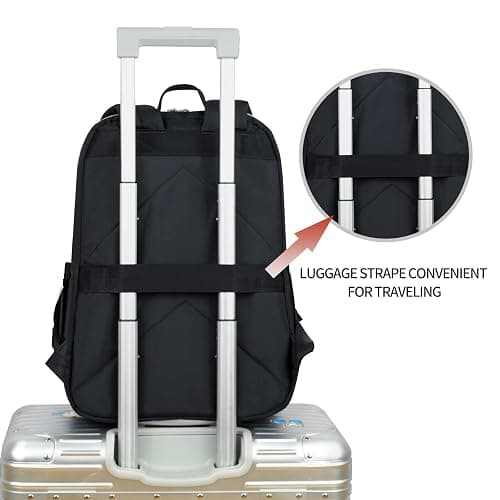 KROSER Laptop Backpack 15.6 Inch Stylish Daypack with USB Charging Port, Water-repellent Nylon School Backpack Backpack for Travel/Business/Women/Girls-Black thumbnail 5