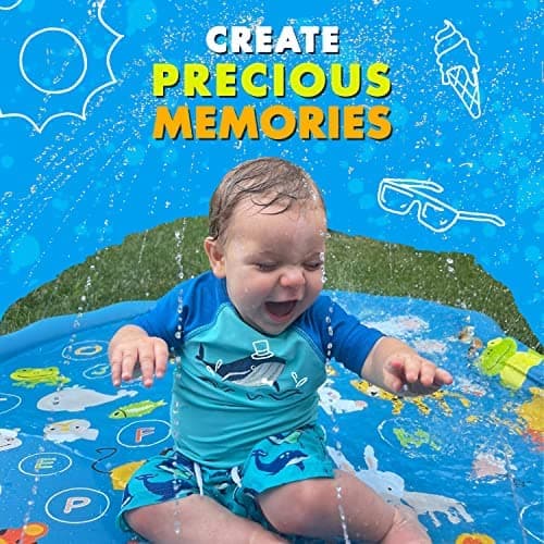 SplashEZ 3-in-1 Splash Pad, Sprinkler for Kids & Baby Pool for Learning – Toddler Sprinkler Pool, 60’’ Outside Water Toys – “from A to Z” Outdoor Play Mat for Babies & Toddlers thumbnail 7