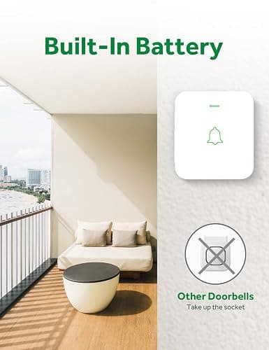 AVANTEK Wireless Door Bell, WA-11 Waterproof Battery Operated Doorbell Chime Operating at 1000 Feet, Portable Door Chime kit with 52 Melodies, 5 Volume Levels, and CD Quality Sound thumbnail 3