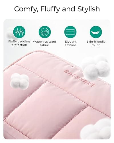 BAGSMART Electronics Organizer Travel Case, Cord Storage for Chargers Cables Phones, Compact Tech Accessories Pouch, Pink thumbnail 6