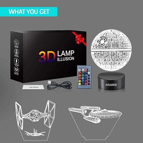 3D Star Wars Lamp -3 Patterns Night Light with Timing Remote Control and 16 Color Changing Decor lamp, Star Wars Toys Birthday and Christmas Gifts for Boys Men Kids Fans thumbnail 5