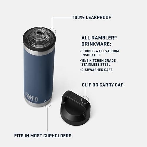 YETI Rambler 18 oz Bottle, Leakproof, Vacuum Insulated, Stainless Steel with Chug Cap, Black Stone thumbnail 2