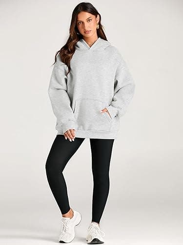 Trendy Queen Womens Oversized Hoodies Fleece Sweatshirts Fall Fashion 2025 Pullover Sweaters Winter Clothes - Grey - Small thumbnail 5