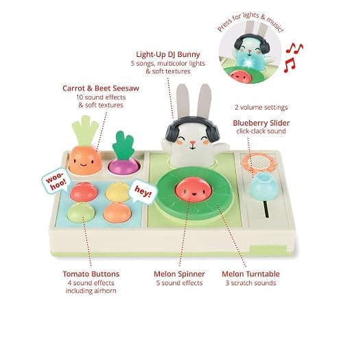 Skip Hop Baby Musical DJ Set Toy with Lights, Songs, Sound Effects, and Soft Textures, Farmstand Let The Beet Drop DJ Set thumbnail 3