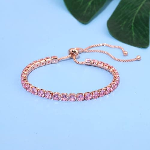 lasidor Tennis Bracelets for Women Men Adjustable Charm Link Bracelet 14K Gold Plated Dainty Multicolor Cubic Zircon Bracelets for Teen Girls Crystal Friendship Bracelets Jewelry thumbnail 2