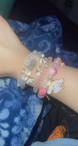 CJIAYUJEW Cute Bracelet Crystal Pearl Bracelets, Anime Elastic Stretch Crystal Bead Bracelet Lovely Cartoon Elastic Beaded Bracelets for Women thumbnail 4