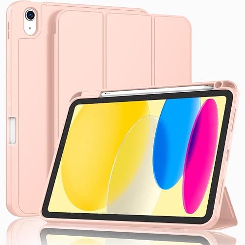 ZryXal iPad (A16) Case/iPad 10th Generation Case [11-Inch 2025/10.9 Inch 2022] with Pencil Holder, Smart Cover with Soft TPU Back [Support Auto Wake/Sleep] (Bisque) - Image 1